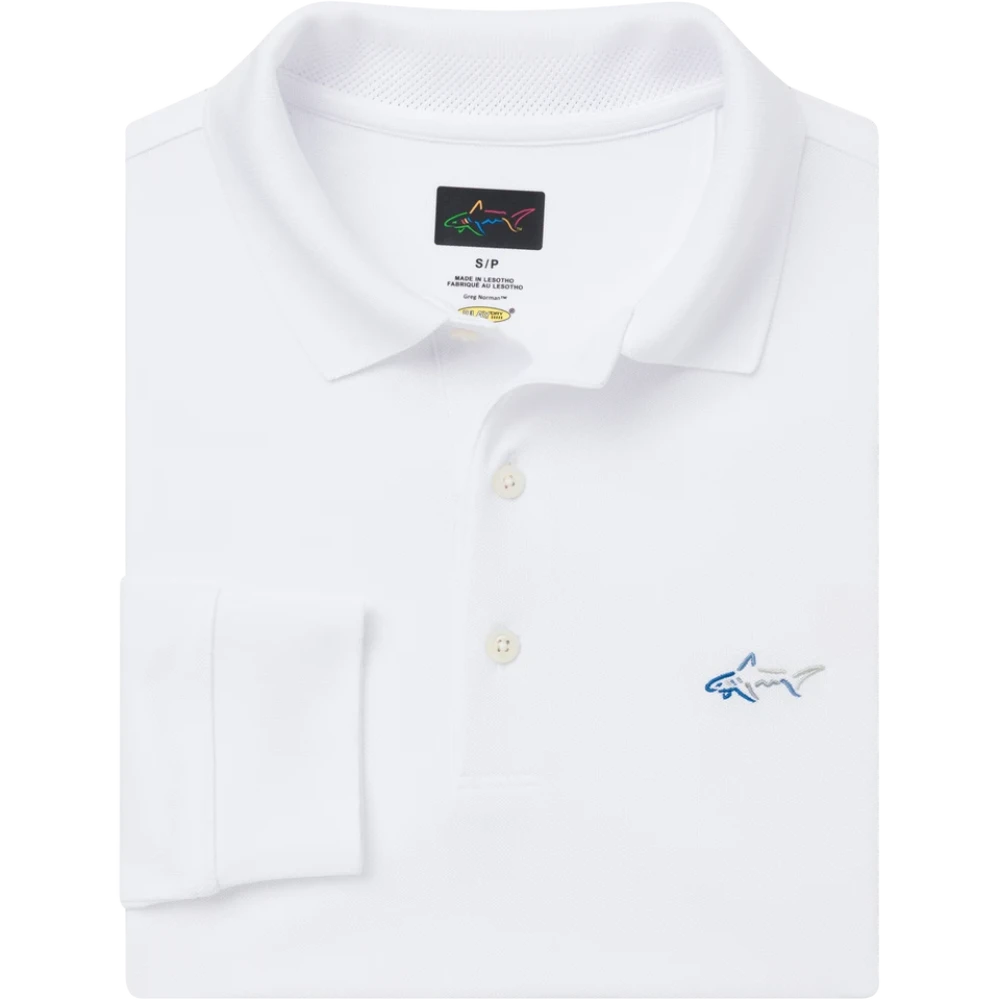 Greg Norman Homme Polo en piqué à manches longues