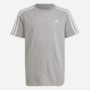 Tee-shirt à manches courtes coton à 3 bandes Essentials Gris